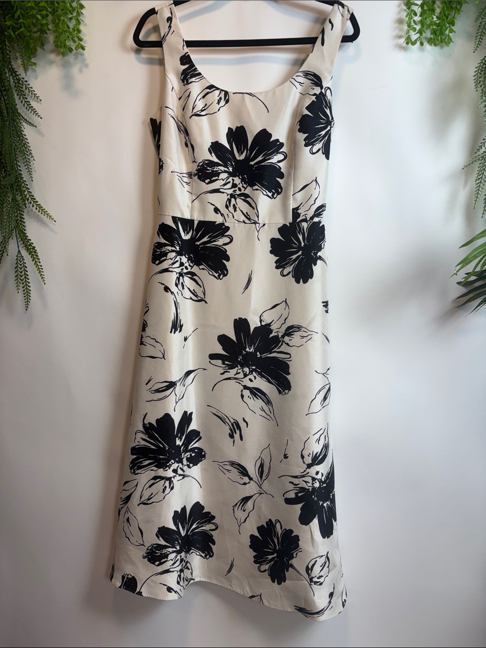 Coldwater Creek Black & White Floral Midi Dress